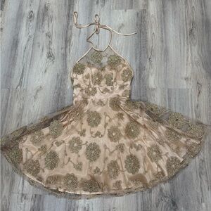 Windsor Dress Rosegold/ Gold with Lace Details